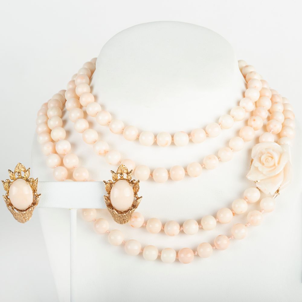 Appraisal: Group of Pale Pink Coral Jewelry Group of Pale Pink