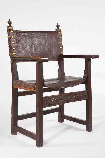 Appraisal: Spanish Open Arm Chairlate th century with some earlier elements