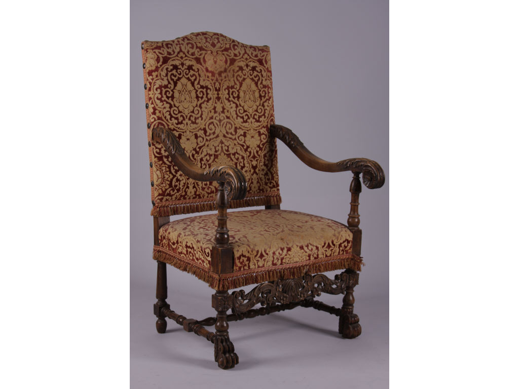 Appraisal: Flemish Great Chair th c mahogany baroque style chair of