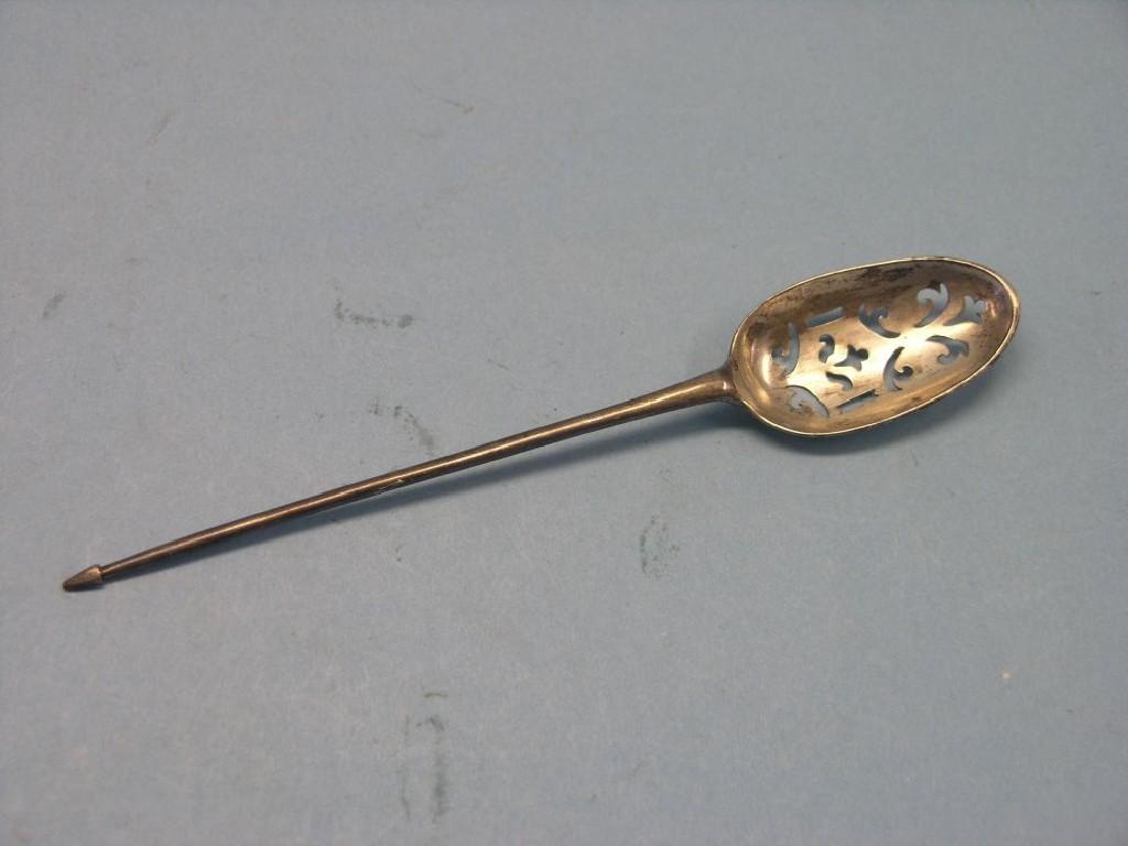 Appraisal: A mid th century silver mote spoon in - hallmark