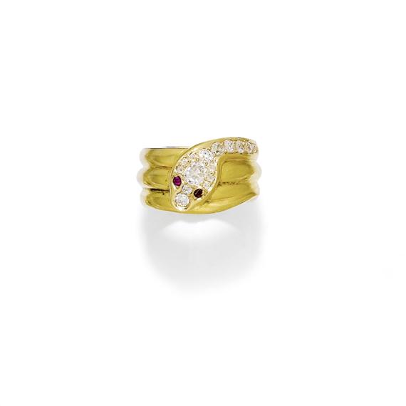 Appraisal: GOLD AND DIAMOND RING ca Yellow gold Decorative broad solid