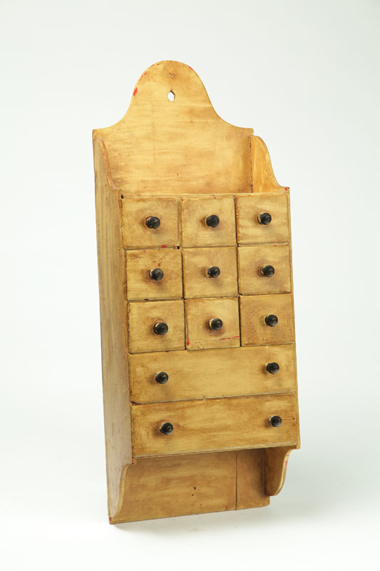 Appraisal: HANGING SPICE BOX American early th century poplar and oak