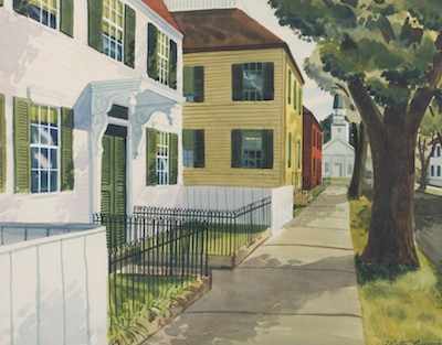 Appraisal: Walter E Lawrence American th Century Town sidewalk Watercolor on