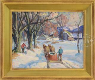 Appraisal: THOMAS R CURTIN American - MAPLE SUGARING Oil on canvas