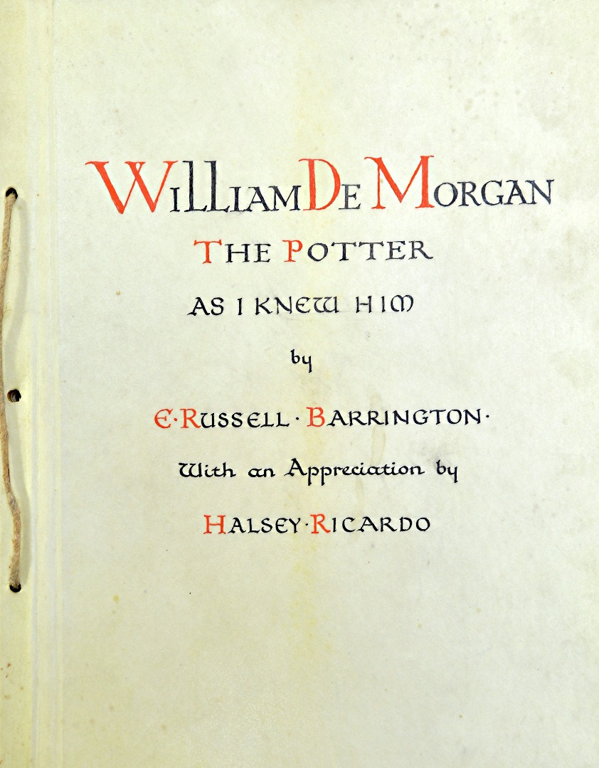 Appraisal: WILLIAM DE MORGAN - An Unpublished Biographical Memoir 'William De