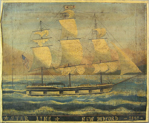 Appraisal: American oil on canvas ship portrait th c inscribed Star