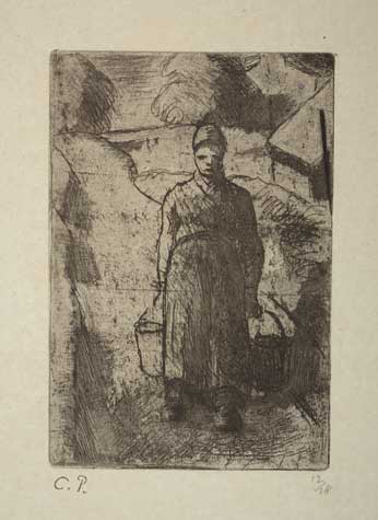 Appraisal: CAMILLE PISSARRO La Paysanne Etching and drypoint on cream laid