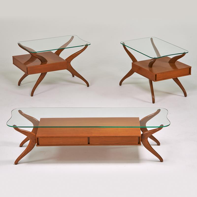 Appraisal: ADRIAN PEARSALL Attr Coffee table and matching side tables USA