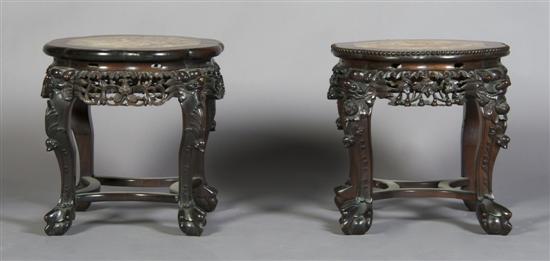 Appraisal: A Group of Two Chinese Hardwood Stands Height inches