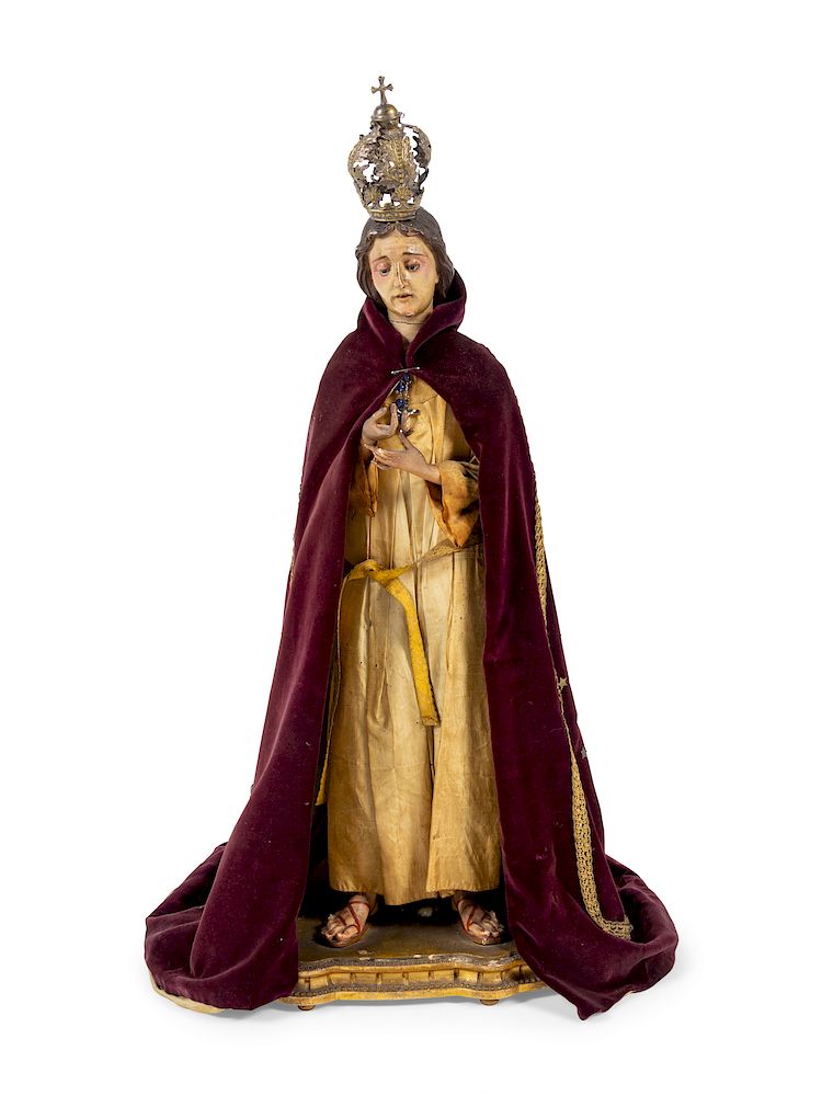 Appraisal: A Continental Painted Figure of a Saint A Continental Painted