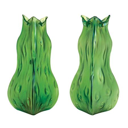 Appraisal: Pair of Loetz Glass Rusticana Vases Estimate -