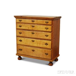 Appraisal: Queen Anne Maple High Chest Top New England th century