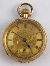 Appraisal: A Swiss hallmarked carat gold cased pocket watch the finely