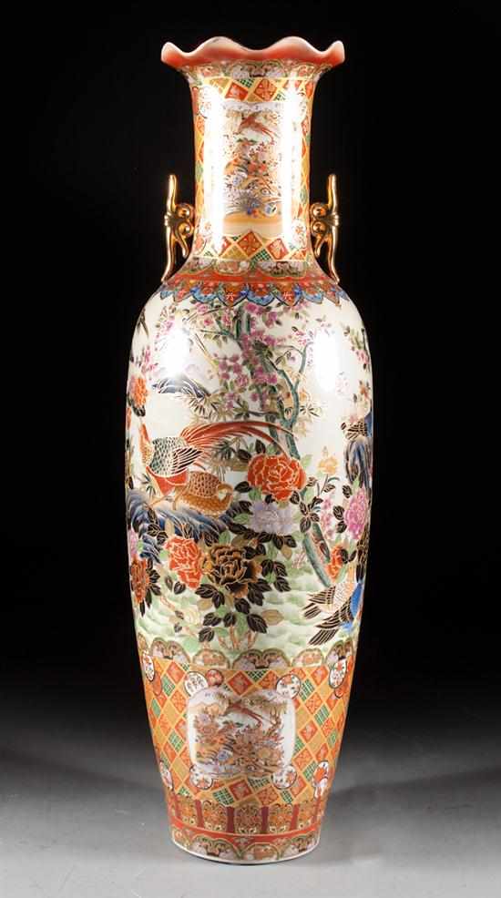 Appraisal: Japanese Kutani porcelain monumental palace vase th century elaborate central