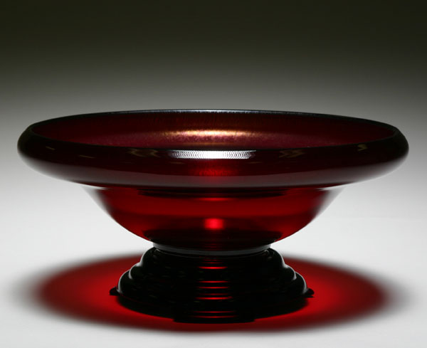 Appraisal: Fenton red stretch glass bowl with black vase