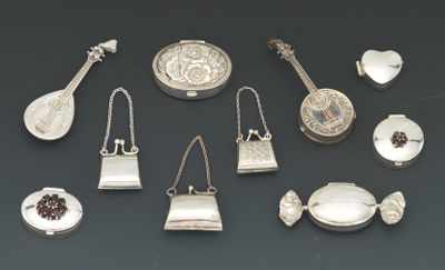 Appraisal: Ten Sterling Silver Miniature Boxes Including a - L mandolin