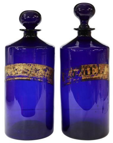 Appraisal: lot of Large English Bristol blue glass apothecary pharmacy jars