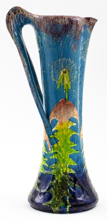 Appraisal: AMPHORA ART POTTERY PITCHER WITH DANDELIONS Amphora Factory Austrian -