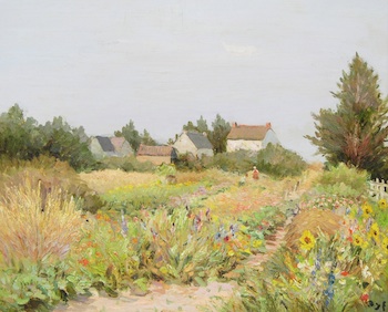 Appraisal: Marcel Dyf French - Madame Rozo's Garden Oil on canvas