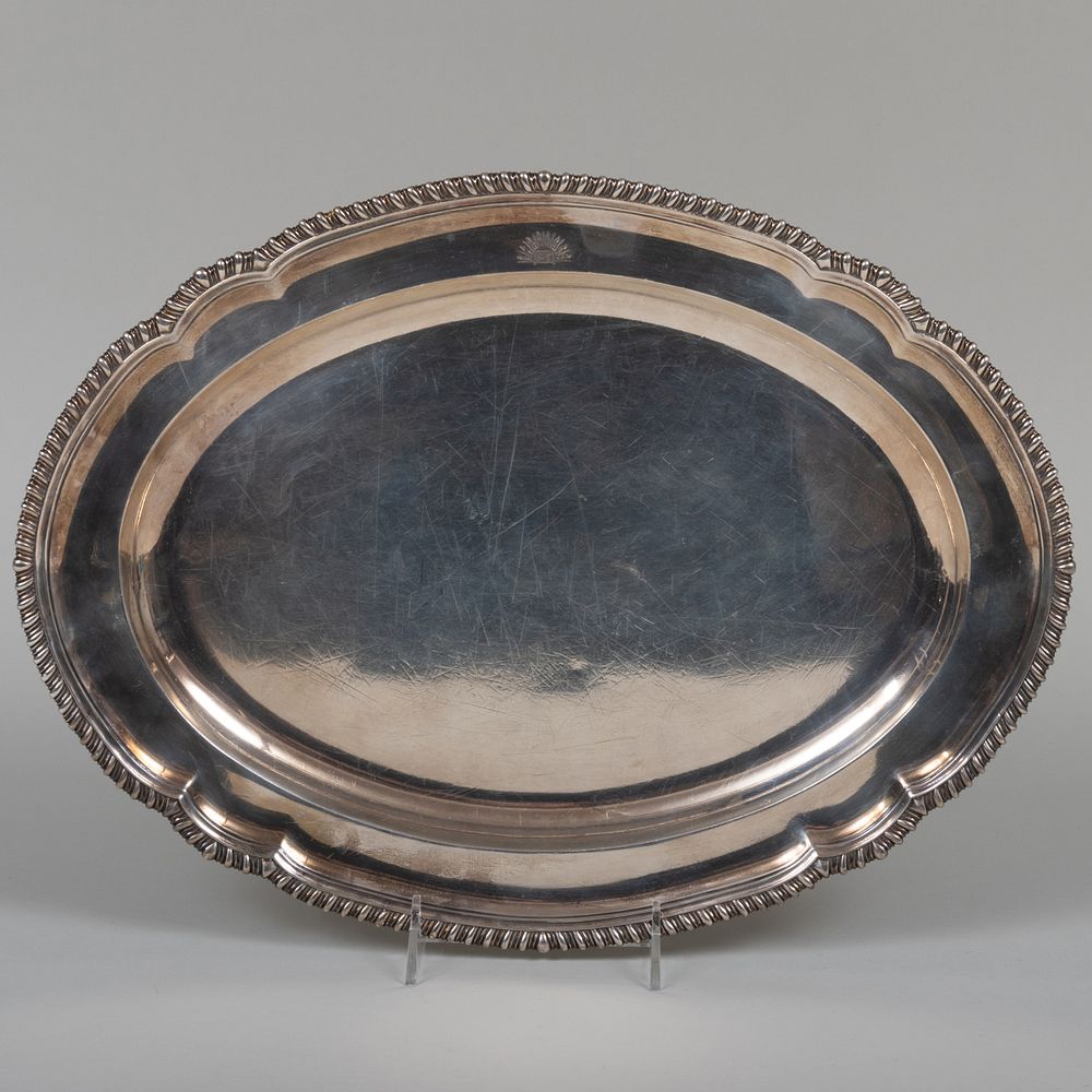 Appraisal: Victorian Sterling Silver Meat Platter Mark of John Samuel Hunt