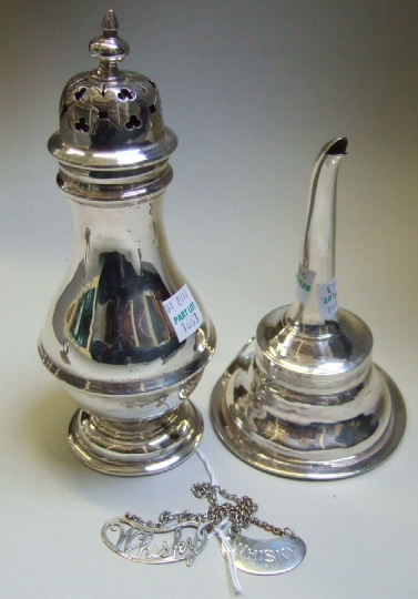 Appraisal: A silver baluster shaped sugar caster London two silver decanter