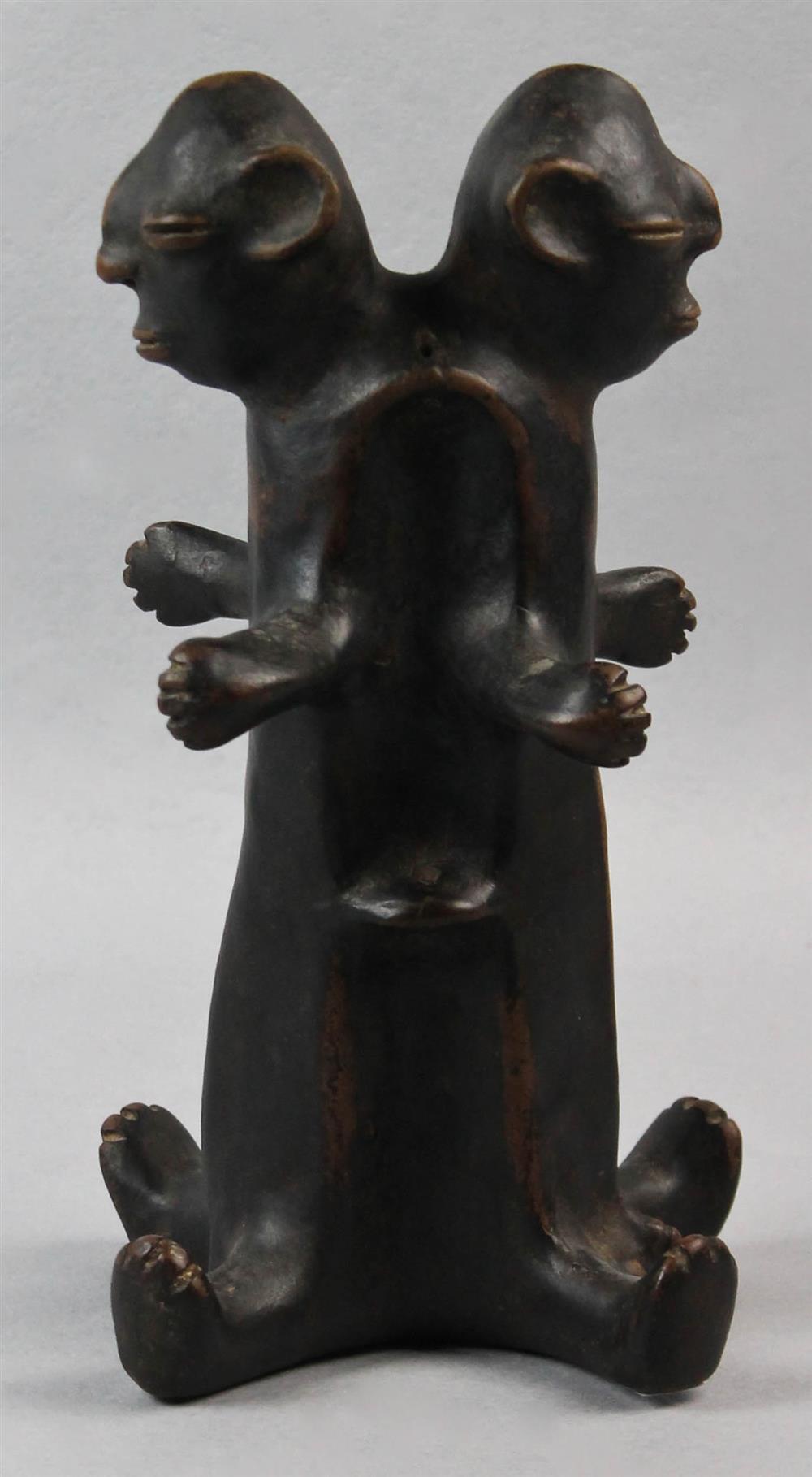 Appraisal: YORUBA NIGERIA AFRICA CARVED TWIN FIGURE ATTACHED MALE AND FEMALE