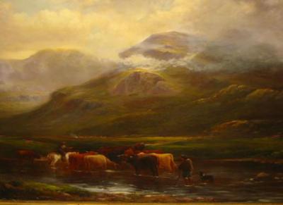 Appraisal: CIRCLE OF LOUIS BOSWORTH HURT - Highland Loch with Cattle