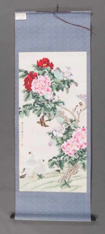 Appraisal: Contemporary Chinese ink on rice paper scroll signed Tian Shiguang