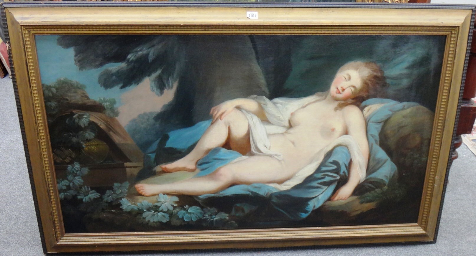 Appraisal: Follower of Francois Boucher The sleeping Venus oil on canvas