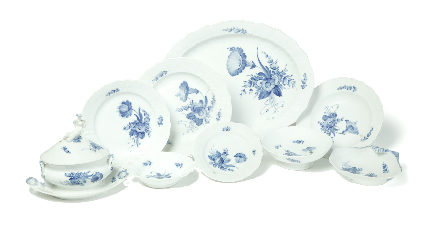 Appraisal: ASSEMBLED PARTIAL SET OF ROYAL COPENHAGEN BLUE FLOWER PATTERN CHINA