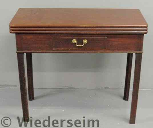 Appraisal: English Chippendale mahogany triple flip-top gaming table c with a