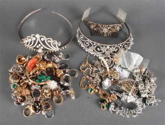 Appraisal: Assortment of vermeil and rhinestone jewelry Estimate - Any condition