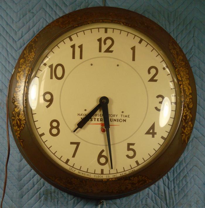 Appraisal: Western Union Naval Observatory Time self winding wall clock brown