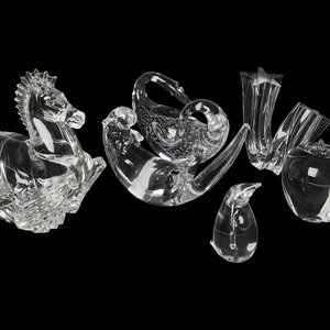 Appraisal: A Group of Six Steuben Glass Figurines TH CENTURY comprising