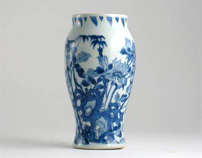 Appraisal: A Chinese blue and white Transitional vase painted with bamboo