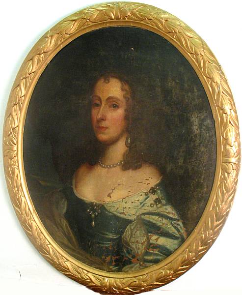 Appraisal: English School A portrait of a lady quarter-length in a