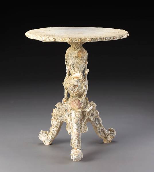 Appraisal: A Continental shell encrusted grotto table first half th century