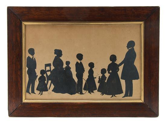 Appraisal: A Silhouette of a Family W Seville depicting a mother