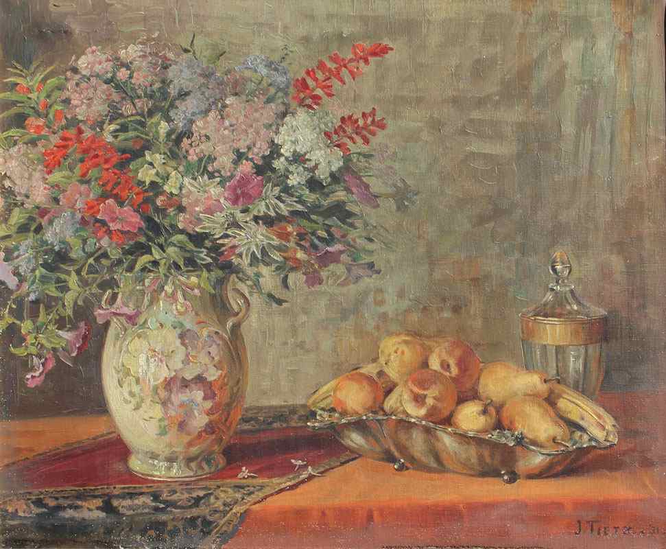 Appraisal: GOOD IMPRESSIONIST STILL LIFE SIGNED TIETZE Oil Canvas depicts flowers