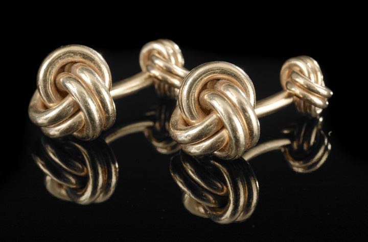 Appraisal: Pair of Tiffany and Company Fourteen-Karat Yellow Gold Knot Cufflinks