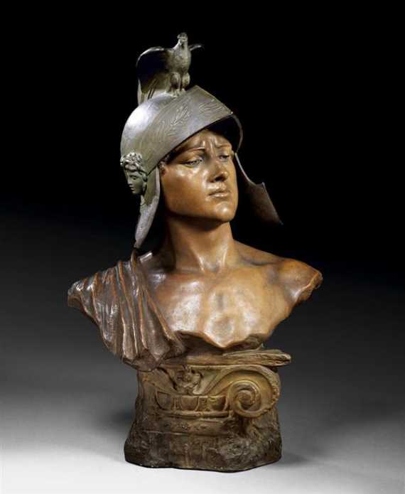 Appraisal: TERRACOTTA BUST OF A YOUNG WARRIOR Paris circa Partly bronzed