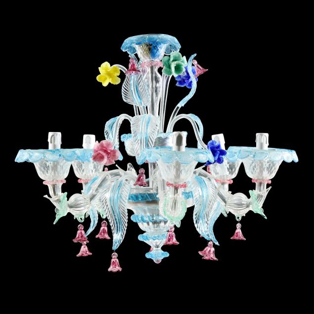 Appraisal: HAND BLOWN VENETIAN CHANDELIER Late th century five light form