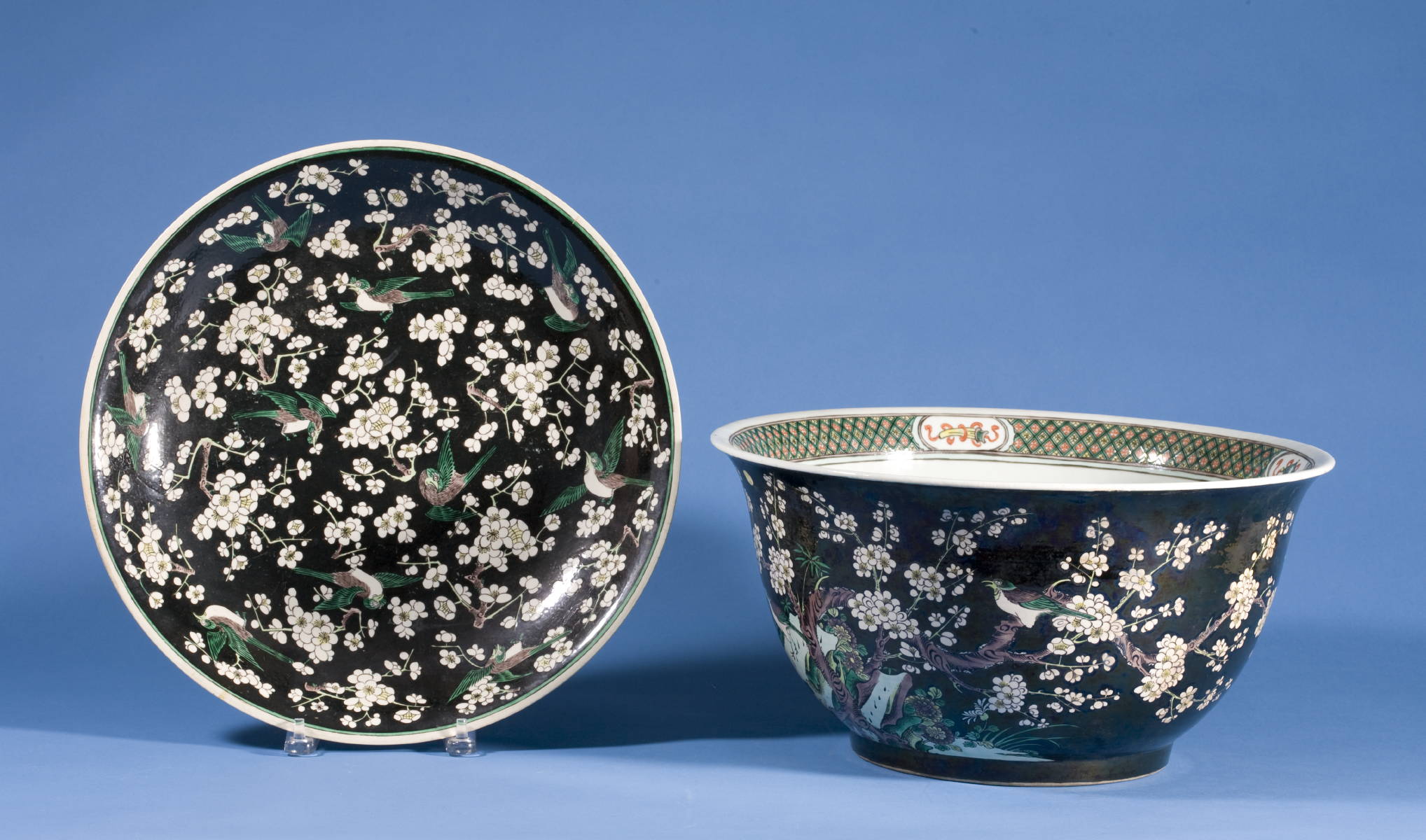 Appraisal: CHINESE PORCELAIN FAMILLE NOIR PUNCH BOWL AND SIMILAR DEEP DISH