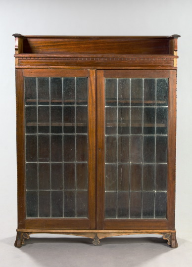 Appraisal: American Late Victorian Mahogany and Leaded Glass Bookcase ca the