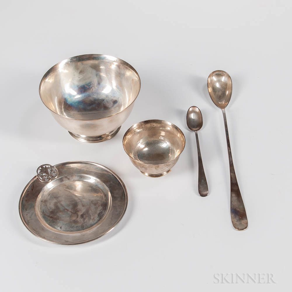 Appraisal: Five Pieces of American Arts and Crafts Sterling Silver Tableware