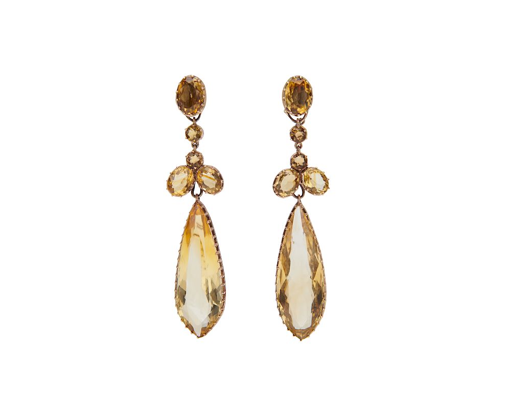 Appraisal: K Gold and Citrine Pendant Earrings K Gold and Citrine