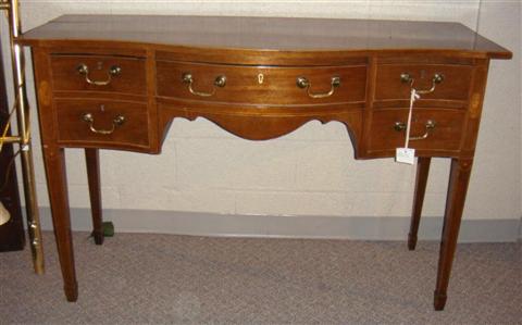 Appraisal: ENGLISH HEPPLEWHITE STYLE MAHOGANY SERPENTINE SIDEBOARD h w d in