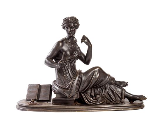 Appraisal: Sale Lot A Bronze Figure depicting a reclining robed maiden