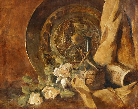 Appraisal: TURNER Ross Sterling American - ''Roses and Placque'' Still Life