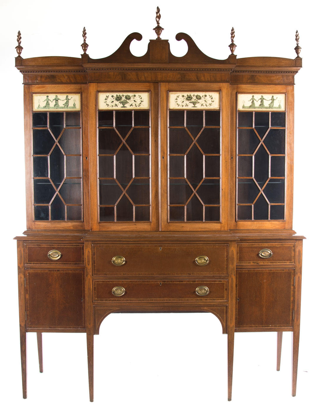 Appraisal: Federal style mahogany secretary bookcase in the Massachusetts manner th